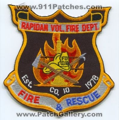 Rapidan Volunteer Fire and Rescue Department Company 10 (Virginia)
Scan By: PatchGallery.com
Keywords: vol. & dept. co.