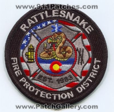 Rattlesnake Fire Protection District Patch (Colorado)
[b]Scan From: Our Collection[/b]
Keywords: prot. dist. department dept.