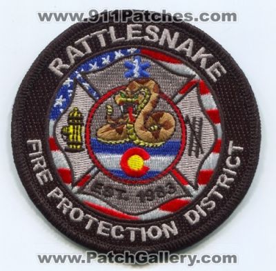 Rattlesnake Fire Protection District Patch (Colorado)
[b]Scan From: Our Collection[/b]
Keywords: prot. dist. department dept.