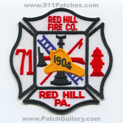 Red Hill Fire Company 71 Patch (Pennsylvania)
Scan By: PatchGallery.com
Keywords: co. number no. #71 department dept. pa. 1904
