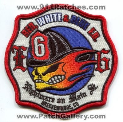 Red White and Blue Fire Department Engine 6 Patch (Colorado)
[b]Scan From: Our Collection[/b]
Keywords: & dept. f.d. fd breckenridge e6