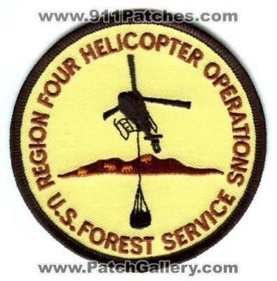 Region Four Helicopter Operations US Forest Service Fire Wildfire Wildland Patch (Utah)
Scan By: PatchGallery.com
Keywords: 4 u.s.f.s. usfs