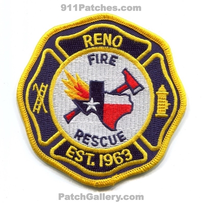 Reno Fire Rescue Department Patch (Texas)
Scan By: PatchGallery.com
Keywords: dept. est. 1963