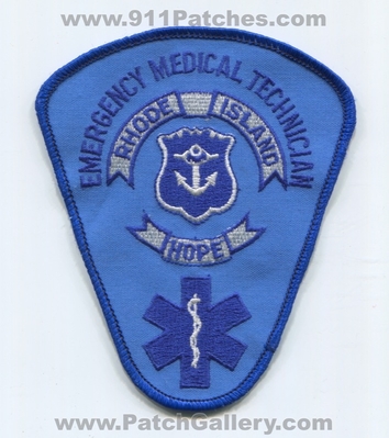 Rhode Island Hope Emergency Medical Technician EMT EMS Patch (Rhode Island)
Scan By: PatchGallery.com
Keywords: state certified licensed registered e.m.t. services e.m.s.
