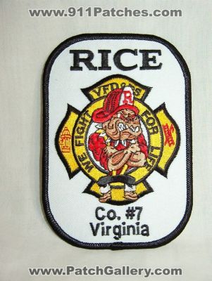 Rice Volunteer Fire Department Company Number 7 (Virginia)
Thanks to Walts Patches for this picture.
Keywords: vfd co. #7