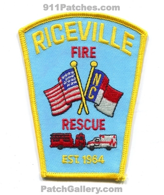 Riceville Fire Rescue Department Patch (North Carolina)
Scan By: PatchGallery.com
Keywords: dept. est. 1964