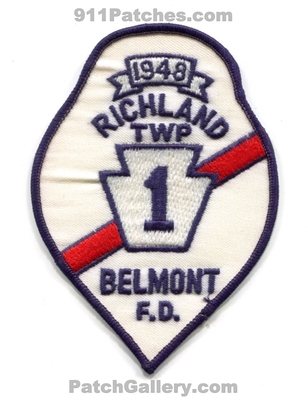 Richland Township Fire Department 1 Belmont Patch (Pennsylvania)
Scan By: PatchGallery.com
Keywords: twp. dept. 1948