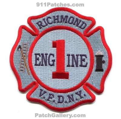 Richmond Volunteer Fire Department Engine Company 1 Patch (New York)
Scan By: PatchGallery.com
Keywords: vol. dept. co. number no. #1 vfdny v.f.d.n.y.