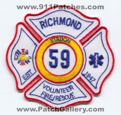 Richmond Volunteer Fire Rescue Department Station 59 Patch (Ohio)
Scan By: PatchGallery.com
Keywords: vol. dept. company co.