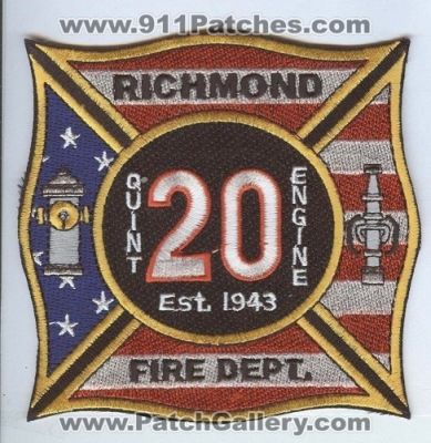 Richmond Fire Department Engine Quint 20 (Virginia)
Thanks to Brent Kimberland for this scan.
Keywords: dept.