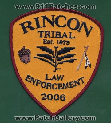 Rincon Tribal Police Law Enforcement (California)
Thanks to PaulsFirePatches.com for this scan.
Keywords: department dept.