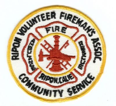 Ripon Volunteer Fireman's Assoc
Thanks to PaulsFirePatches.com for this scan.
Keywords: california fire