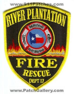 River Plantation Fire Rescue Department 17 Patch (Texas)
Scan By: PatchGallery.com
Keywords: dept.