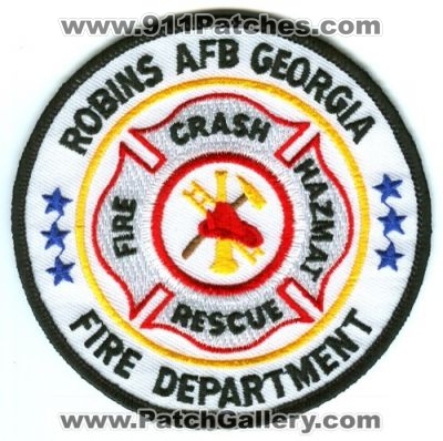 Robins Air Force Base AFB Fire Department Crash Rescue USAF Military Patch (Georgia)
Scan By: PatchGallery.com
Keywords: afb usaf military dept. cfr arff aircraft airport firefighter firefighting hazmat haz-mat