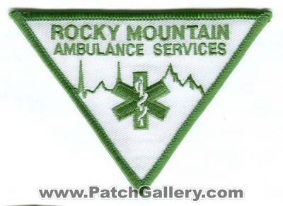 Rocky Mountain Ambulance Services Patch (Colorado) (Confirmed) (Defunct)
[b]Scan From: Our Collection[/b]
Keywords: ems