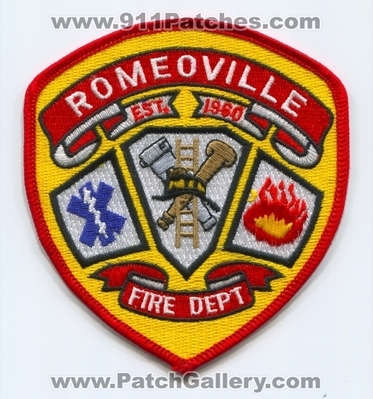 Romeoville Fire Department Patch (Illinois)
Scan By: PatchGallery.com
Keywords: dept. est. 1960
