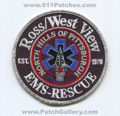 Ross West View Emergency Medical Services EMS Rescue Patch (Pennsylvania)
Scan By: PatchGallery.com
Keywords: ross/west ambulance est. 1978 north hills of pittsburgh