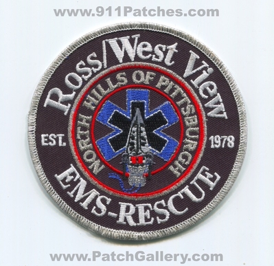 Ross West View Emergency Medical Services EMS Rescue Patch (Pennsylvania)
Scan By: PatchGallery.com
Keywords: ross/west ambulance est. 1978 north hills of pittsburgh