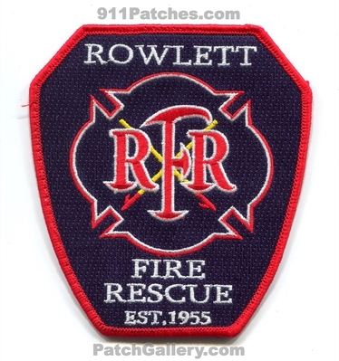 Rowlett Fire Rescue Department Patch (Texas)
Scan By: PatchGallery.com
Keywords: dept. est. 1955