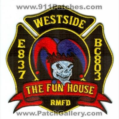 Rural Metro Fire Department Engine 837 Battalion Chief 803 Patch (Arizona)
Scan By: PatchGallery.com
[b]Patch Made By: 911Patches.com[/b]
Keywords: rmfd dept. westside the fun house e837 bc803 company co. station