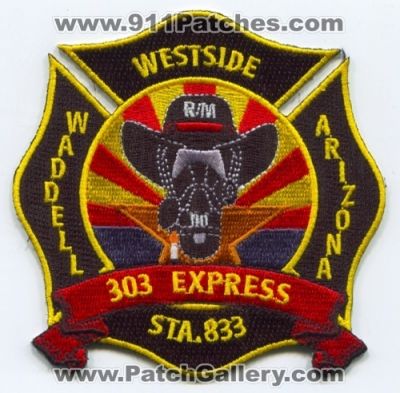 Rural Metro Fire Department Station 833 Patch (Arizona)
Scan By: PatchGallery.com
[b]Patch Made By: 911Patches.com[/b]
Keywords: dept. rmfd company r/m 303 express westside waddell