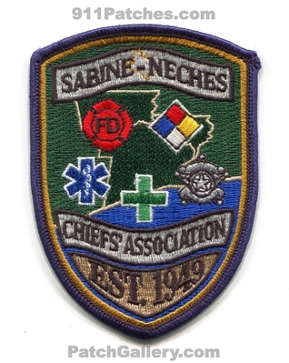 Sabine Neches Chiefs Association Fire EMS Rescue Police Sheriffs Patch (Texas)
Scan By: PatchGallery.com
Keywords: assn. assoc. department dept. office est. 1949