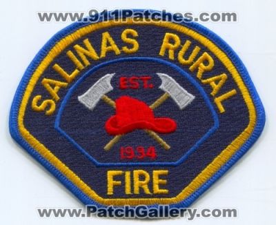 Salinas Rural Fire Department Patch (California)
Scan By: PatchGallery.com
Keywords: dept.