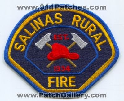 Salinas Rural Fire Department Patch (California)
Scan By: PatchGallery.com
Keywords: dept.
