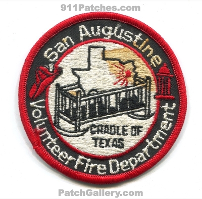 San Augustine Volunteer Fire Department Patch (Texas)
Scan By: PatchGallery.com
Keywords: vol. dept. cradle of
