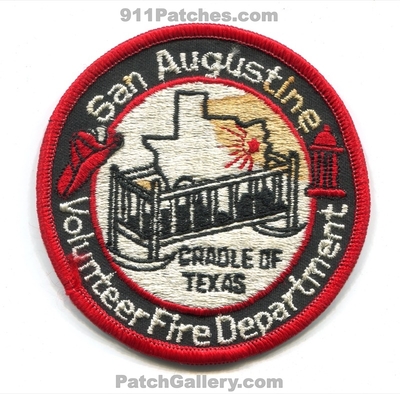 San Augustine Volunteer Fire Department Patch (Texas)
Scan By: PatchGallery.com
Keywords: vol. dept. cradle of