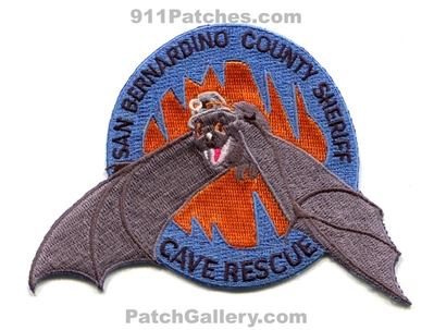 San Bernardino County Sheriffs Office Cave Rescue Patch (California)
Scan By: PatchGallery.com
Keywords: co. department dept. bat