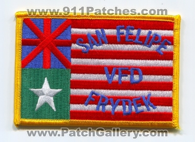 San Felipe Frydek Volunteer Fire Department Patch (Texas)
Scan By: PatchGallery.com
Keywords: vol. dept. vfd