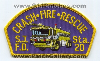 San Jose Fire Department Station 20 Crash Rescue CFR Patch (California)
Scan By: PatchGallery.com
Keywords: Dept. S.J.F.D. SJFD Sta. CFR C.F.R. ARFF A.R.F.F. Aircraft Airport Rescue Firefighter Firefighting
