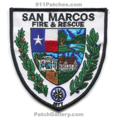 San Marcos Fire and Rescue Department Patch (Texas)
Scan By: PatchGallery.com
Keywords: & dept. 1877