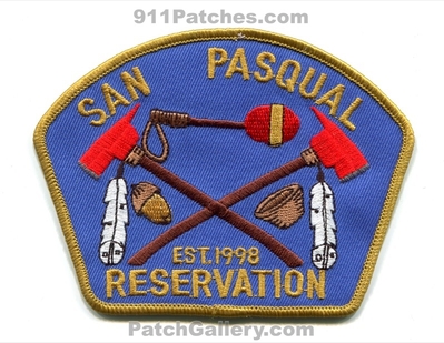 San Pasqual Reservation Fire Department Patch (California)
Scan By: PatchGallery.com
Keywords: dept. indian tribe tribal est. 1998