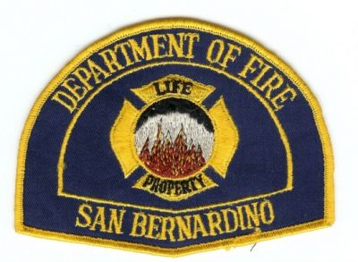San Bernardino Department of Fire
Thanks to PaulsFirePatches.com for this scan.
Keywords: california