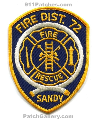 Sandy Fire District 72 Patch (Oregon)
Scan By: PatchGallery.com
Keywords: dist. number no. #72 department dept. rescue