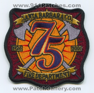 Santa Barbara County Fire Department 75 Years Patch (California)
Scan By: PatchGallery.com
Keywords: co. dept.