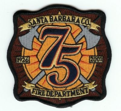 Santa Barbara County Fire Department
Thanks to PaulsFirePatches.com for this scan.
Keywords: california 75 years