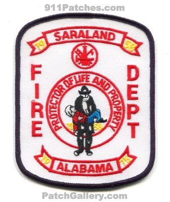 Saraland Fire Department Patch (Alabama)
Scan By: PatchGallery.com
Keywords: dept. protector of life and property 1958 1975