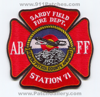 Sardy Field Fire Department Station 71 ARFF Aspen Pitkin County Airport Patch (Colorado)
[b]Scan From: Our Collection[/b]
Keywords: dept. aircraft rescue firefighter firefighting cfr crash co.