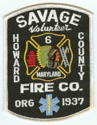 Savage Fire Co
Thanks to PaulsFirePatches.com for this scan.
Keywords: maryland company howard county volunteer 6