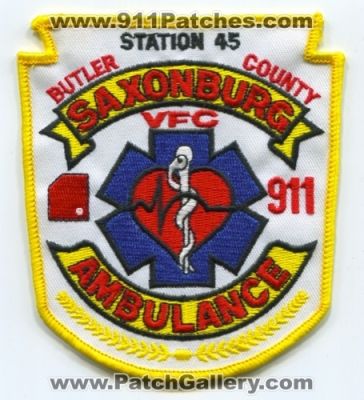 Saxonburg Volunteer Fire Company Station 45 Ambulance (Pennsylvania)
Scan By: PatchGallery.com
Keywords: vfc butler county department dept. 911