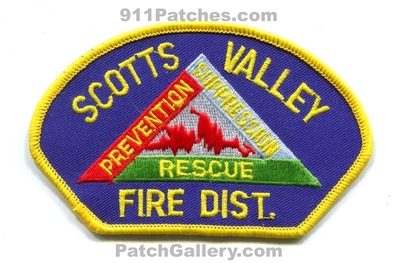 Scotts Valley Fire District Patch (California)
Scan By: PatchGallery.com
Keywords: dist. prevention suppression rescue