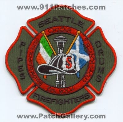 Seattle Fire Department FireFighters Pipes Drums Patch (Washington)
[b]Scan From: Our Collection[/b]
Keywords: dept. sfd