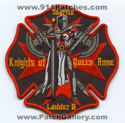 Seattle Fire Department Ladder 6 Patch (Washington)
[b]Scan From: Our Collection[/b]
Keywords: dept. sfd company co. station knights of queen anne