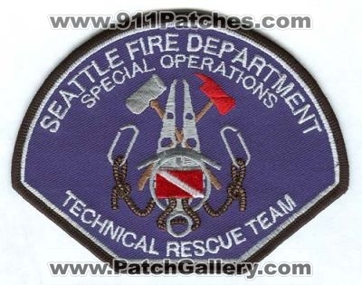 Seattle Fire Department Special Operations Technical Rescue Team Patch (Washington)
[b]Scan From: Our Collection[/b]
Keywords: dept. sfd company co. station