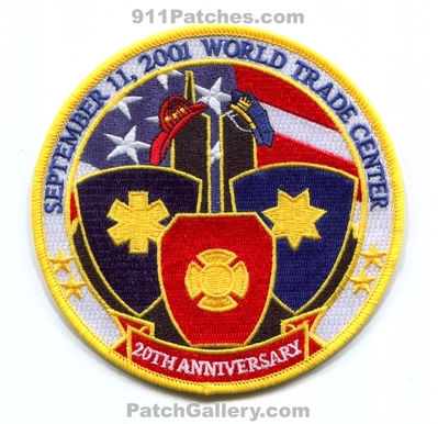 September 11th 2001 World Trade Center 20th Anniversary Fire EMS Police Patch (New York)
Scan By: PatchGallery.com
[b]Patch Made By: 911Patches.com[/b]
Keywords: 09-11-01 09/11/01 09-11-2001 09/11/2001 WTC 20 Years Department Dept. Ambulance EMT Paramedic Sheriffs Office