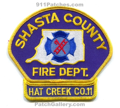 Shasta County Fire Department Hat Creek Company 11 Patch (California)
Scan By: PatchGallery.com
Keywords: co. dept. number no. #11