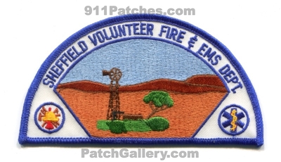 Sheffield Volunteer Fire and EMS Department Patch (Texas)
Scan By: PatchGallery.com
Keywords: vol. & dept.